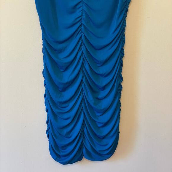 Zara L NWT blue party cocktail little blue dress mini pleated ruched classic - Picture 7 of 7